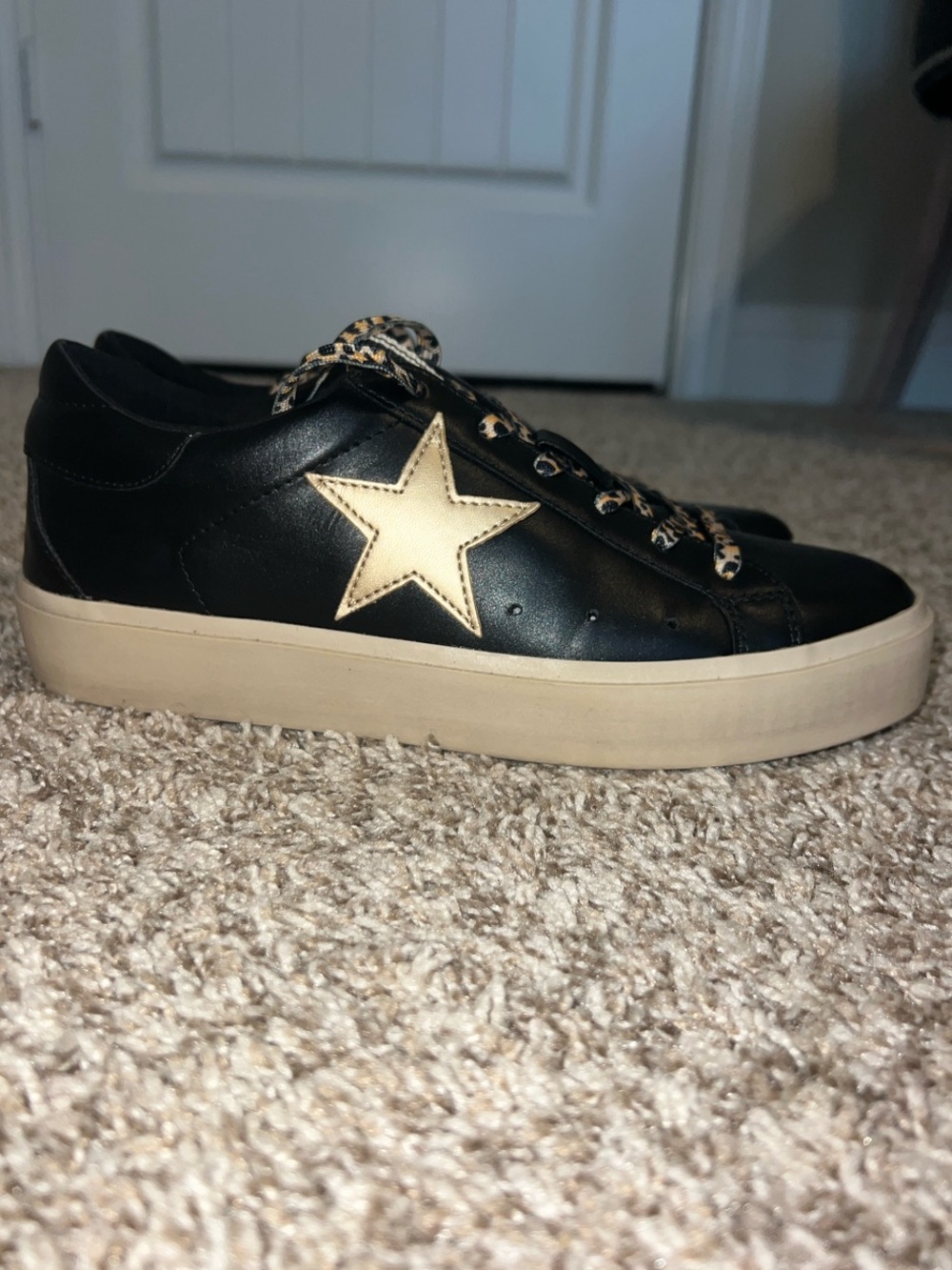 EUC! SHUSHOP Black & Leopard Platform Fashion Sneakers with Logo Sz 9! - Picture 3 of 14